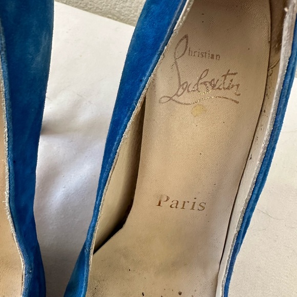 Christian Louboutin Blue Suede Heels/ sz 37/ FLAWS - Picture 12 of 12